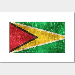 Vintage Aged and Scratched Guyanese Flag Posters and Art